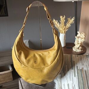 IL bisonte Elena Yellow Leather Hobo Bag medium
